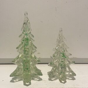 Vintage Set Of Two Studio Art Glass Swirl Christmas Trees 🌲